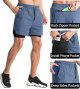 Men's 2 in 1 Running Shorts, Workout Gym Athletic Shorts for Men Quick Dry Lightweight Training Shorts with Pockets