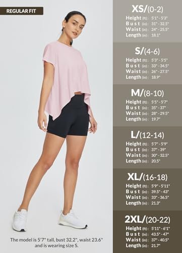 Workout Tops for Women Flowy Athletic Tops Oversized Loose Fit Running Yoga Quick Dry Soft Crewneck Tees