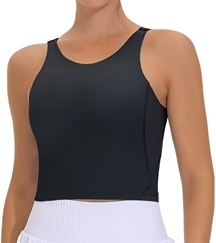 Women's Sports Bra Sleeveless Workout Tank Tops Running Yoga Cropped Tops with Removable Padded