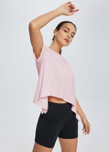 Workout Tops for Women Flowy Athletic Tops Oversized Loose Fit Running Yoga Quick Dry Soft Crewneck Tees