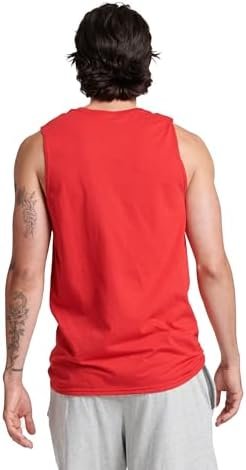 Athletic Men's Cotton Performance Sleeveless Muscle T-Shirt,True red,X-Large