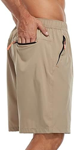 Men's Athletic Hiking Shorts Water Resistant Quick-Dry Lightweight Outdoor Sweat Shorts with Zipper Pockets