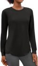 Long Sleeve Workout Tops for Women Crewneck Yoga Shirts Lightweight Athletic Gym Running Sport Casual T-Shirt