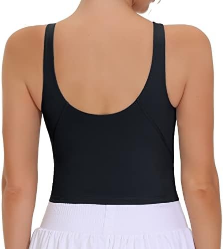 Women's Sports Bra Sleeveless Workout Tank Tops Running Yoga Cropped Tops with Removable Padded