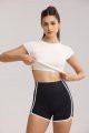 Workout Crop Tops for Women Yoga Short Sleeve Mild Support Slim Fit Cropped Athletic Shirts Gym Tee Built in Bra