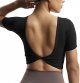 Short Sleeve Crop Tops for Women Backless Twist Back Workout Crop T Shirt Top