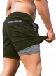 Men's 2 in 1 Hybrid Shorts Summer Quick Dry Running Athletic Stretch Gym Beach Short with Compression Liner