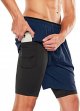 Men's 2 in 1 Active Running Shorts, Quick Dry Exercise Workout Shorts, Gym Training Athletic Shorts with Pockets