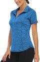 Women's Short Sleeve Moisture Wicking Athletic Shirts Quarter Zip Pullover