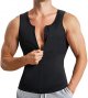 Men's Compression Shirt Undershirt Slimming Body Shaper Athletic Workout Shirts Tank Top Sport Vest with Zipper