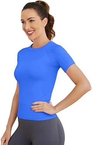 Short Sleeve Workout Tops for Women, Seamless Workout Shirts for Women, Yoga Athletic Shirts Soft Gym Tops