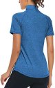 Women's Short Sleeve Moisture Wicking Athletic Shirts Quarter Zip Pullover