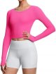 Women's Long Sleeve Crop Tops Ribbed Ice Silk Slim Workout Shirts with Thumb Hole