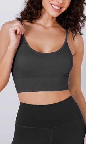 Seamless Sports Bra for Women Ribbed Camisoles Non Padding Yoga Bra Crop Tank Tops