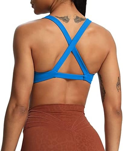 Women's Workout Sports Bras Fitness Backless Padded Low Impact Bra Yoga Crop Tank Top