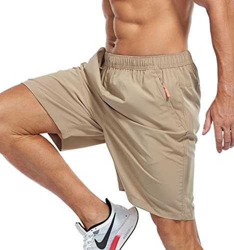 Men's Athletic Hiking Shorts Water Resistant Quick-Dry Lightweight Outdoor Sweat Shorts with Zipper Pockets