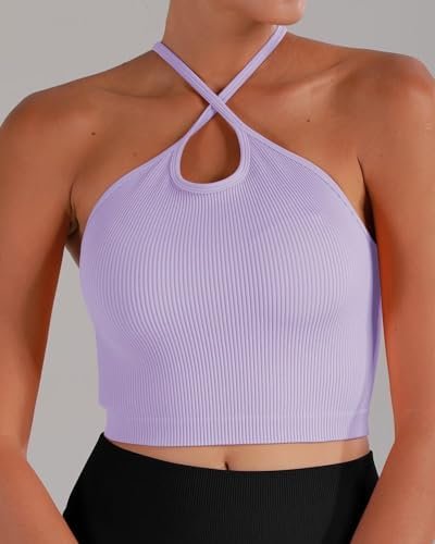 Free to Be Tank, Crop Ribbed Tank Tops Seamless Racerback Camisoles No pad Camis Cropped Summer Workout Gym Yoga