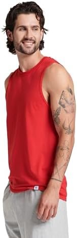 Athletic Men's Cotton Performance Sleeveless Muscle T-Shirt,True red,X-Large