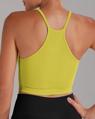 Free to Be Tank, Crop Ribbed Tank Tops Seamless Racerback Camisoles No pad Camis Cropped Summer Workout Gym Yoga