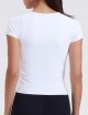 Womens Workout Crop Tops Ribbed Short Sleeve Yoga Shirts Athletic Tee Fitted U Neck Mild Support Built in Bra